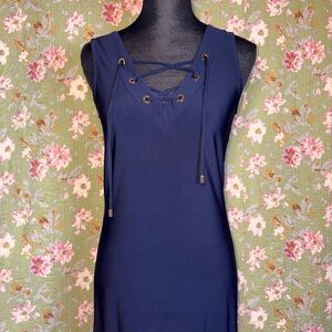 Philosophy Navy Lace-Up Maxi Dress